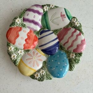 Fitz and Floyd Essentials Easter Egg Plate. 8” in diameter. Multicolored.